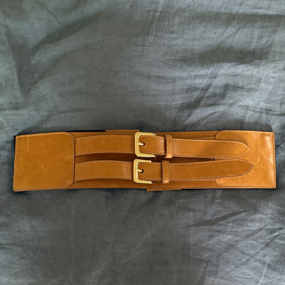 Stylish Tan Double Buckle Women's Belt